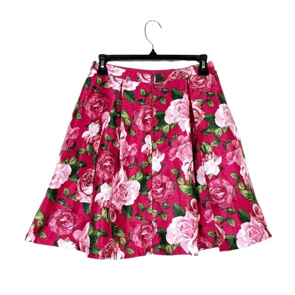 My Michelle Rose Pink Floral Pleated Puffy Twirl Skater Skirt Size 9 - Picture 1 of 7